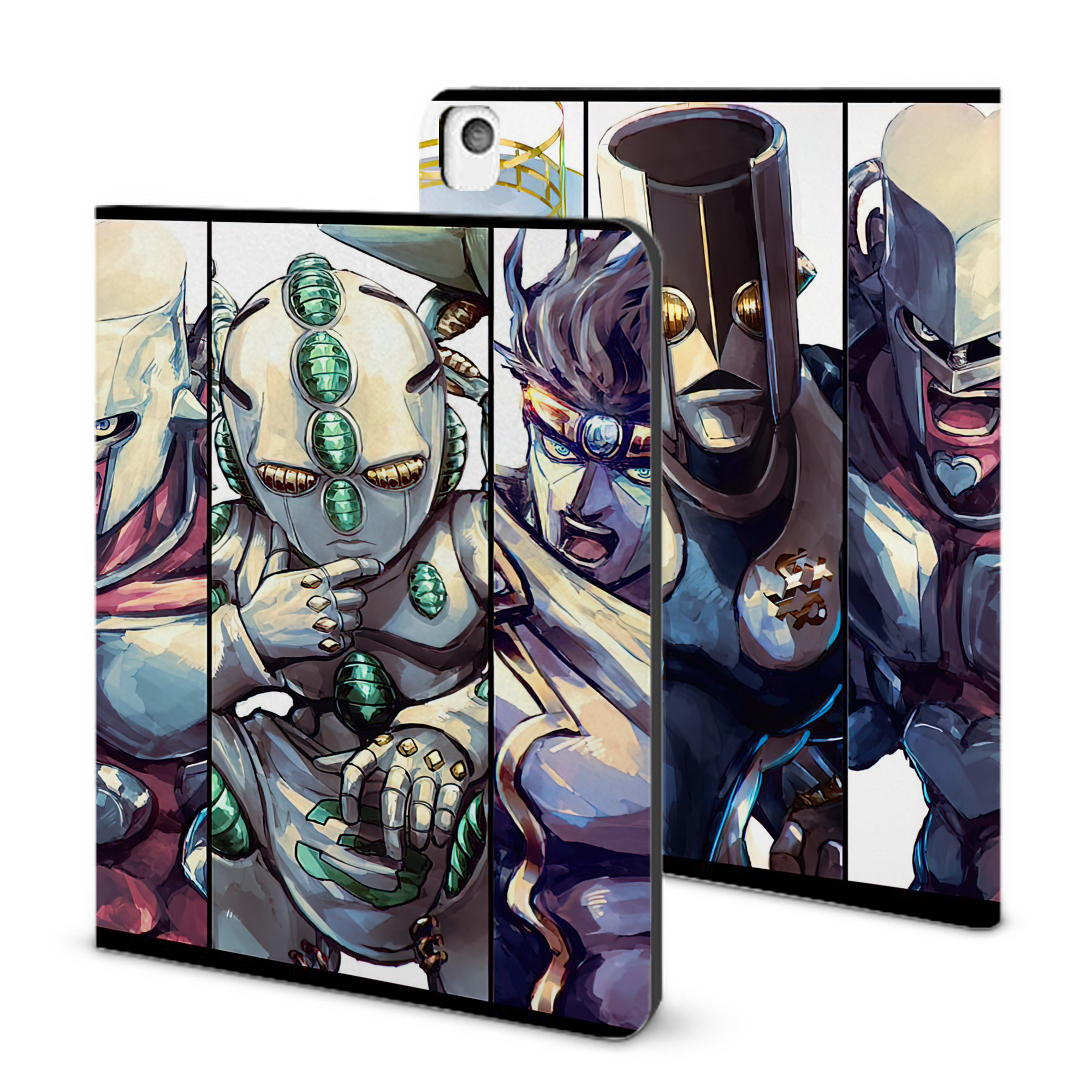 （画像用） ジョジョの奇妙な冒険 JoJo's Bizarre Adventure IPadケース ペンホルダー付き ブックスタイルデザイン